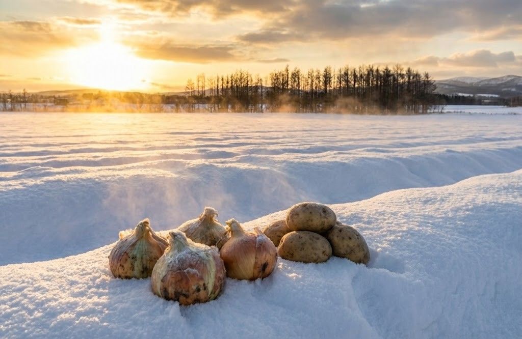 冬のオホーツクの畑